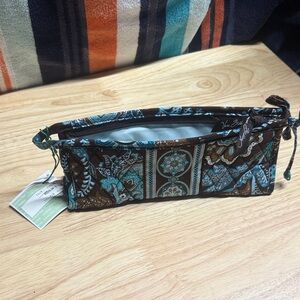 Vera Bradley Teal and Brown Patterned Cosmetic Case